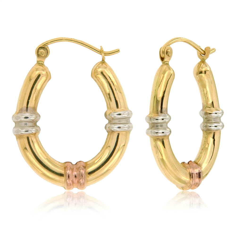 10K TriColor SuperLight Stamped Earring